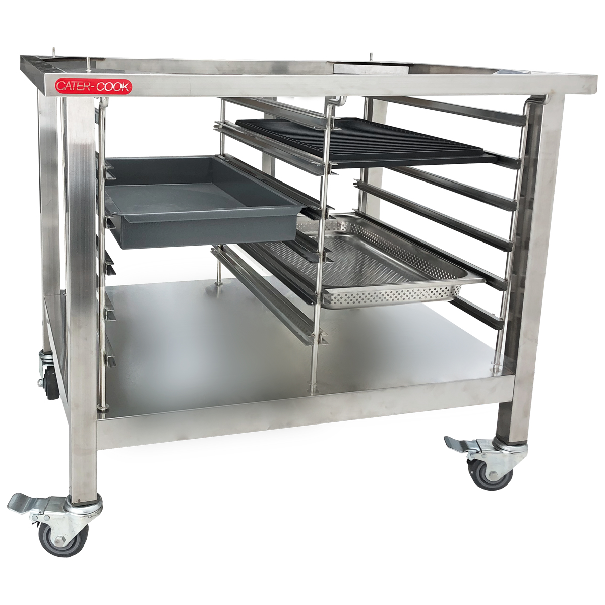 Cater-Cook Stainless Steel Mobile Combi Stand With Tray Slides - CK8630