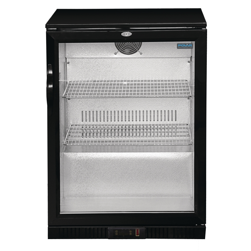 Polar GL001 Single Door Back Bar Cooler in Black with LED Lighting (G Series)