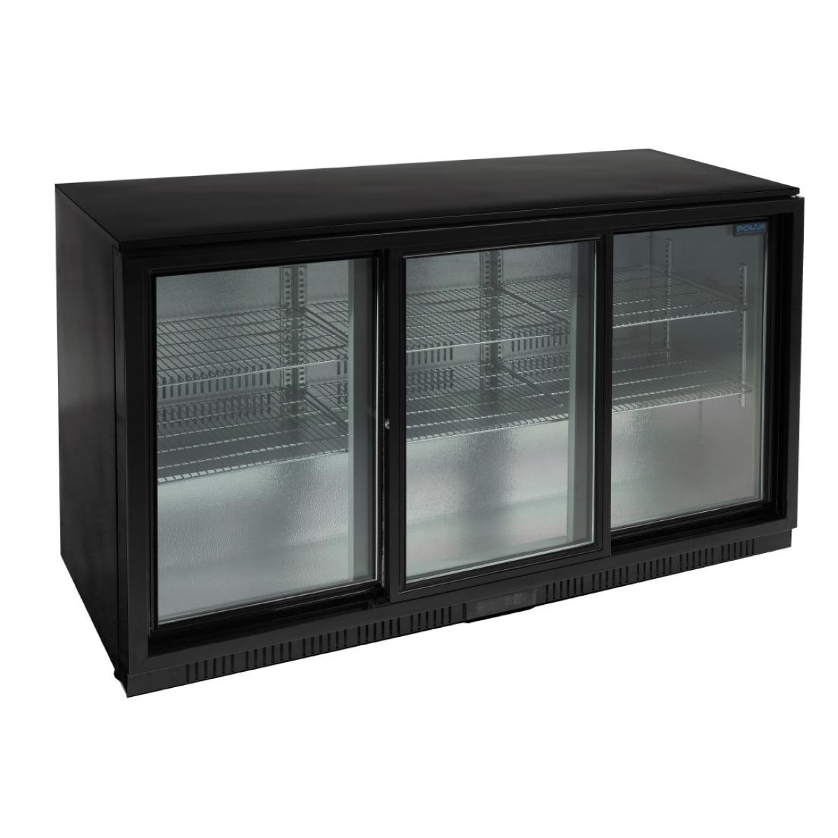 Polar GL013 Triple Sliding Door Back Bar Cooler in Black with LED Lighting (G-Series)
